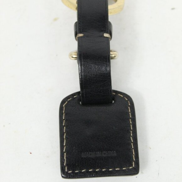 DOONEY & BOURKE FOB/KEY RING HOLDER BLACK LEATHER W/GOLD PLATE 4 1/4" X 1 1/2" - Picture 4 of 5